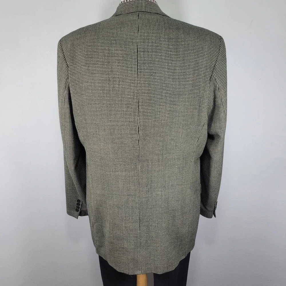 Calvin Klein Men's‎ Sport Coat Blazer Three Button Beige Black Wool 46XL